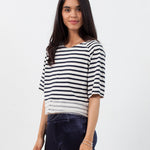 Sleeve Top in Navy Stripe