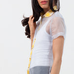 Sheer Button-Up Blouse in Pale Blue