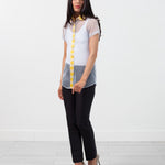 Sheer Button-Up Blouse in Pale Blue